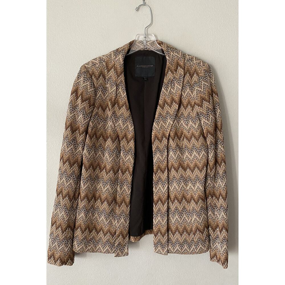 Classiques Entier Women’s Size Large Textured Lined Blazer Zig Zag Print‎ Career